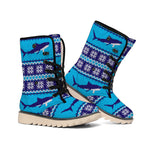 Shark Knitted Pattern Print Winter Boots