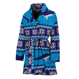 Shark Knitted Pattern Print Women's Bathrobe