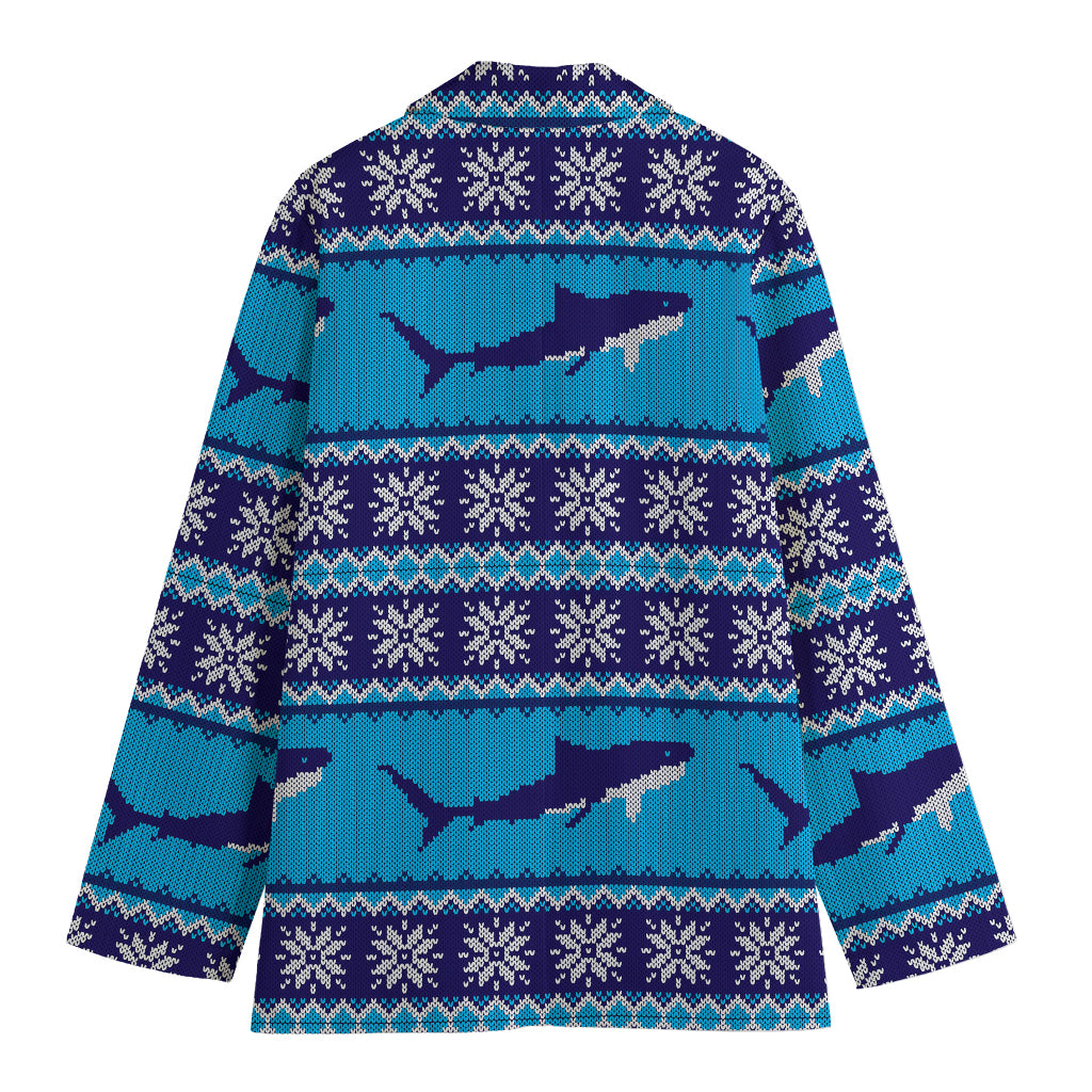 Shark Knitted Pattern Print Women's Blazer