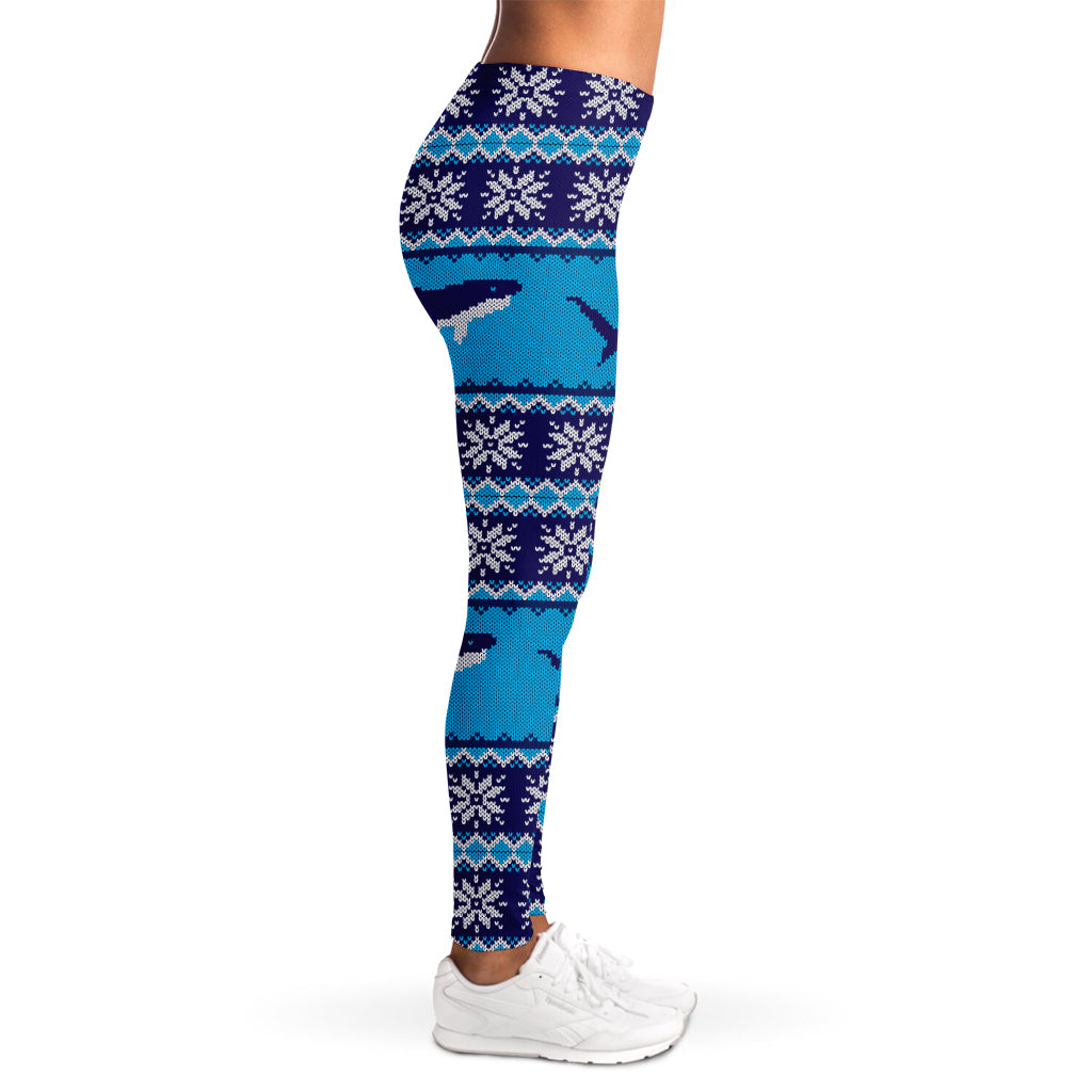 Shark Knitted Pattern Print Women's Leggings