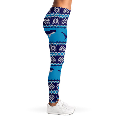 Shark Knitted Pattern Print Women's Leggings