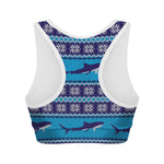 Shark Knitted Pattern Print Women's Sports Bra