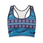 Shark Knitted Pattern Print Women's Sports Bra