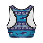 Shark Knitted Pattern Print Women's Sports Bra
