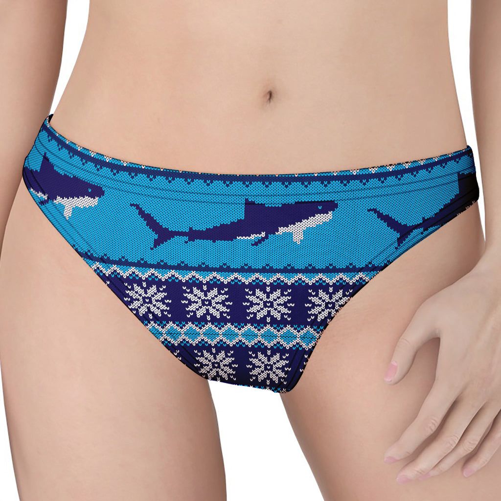 Shark Knitted Pattern Print Women's Thong