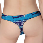 Shark Knitted Pattern Print Women's Thong