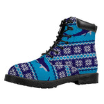 Shark Knitted Pattern Print Work Boots