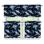 Shark Underwear Pattern Print 3 Piece Kitchen Curtains