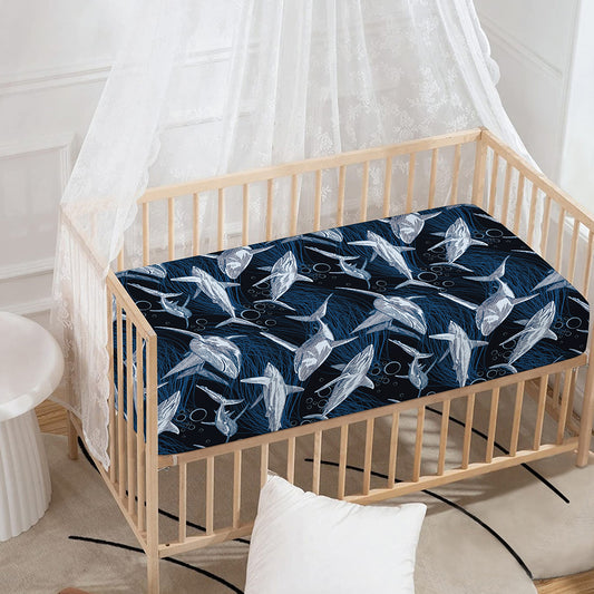 Shark Underwear Pattern Print Baby Crib Sheet