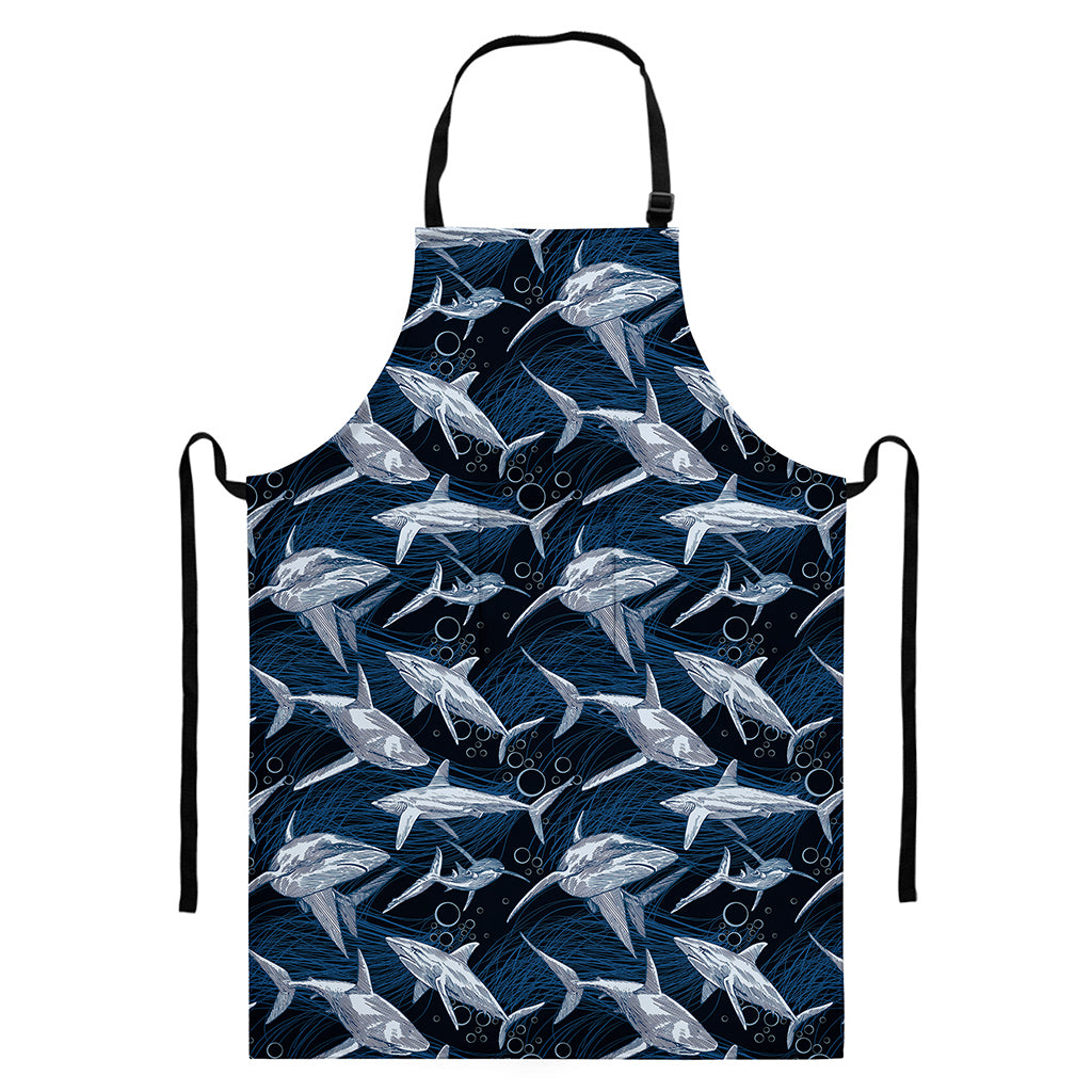 Shark Underwear Pattern Print Bib Apron With Pocket