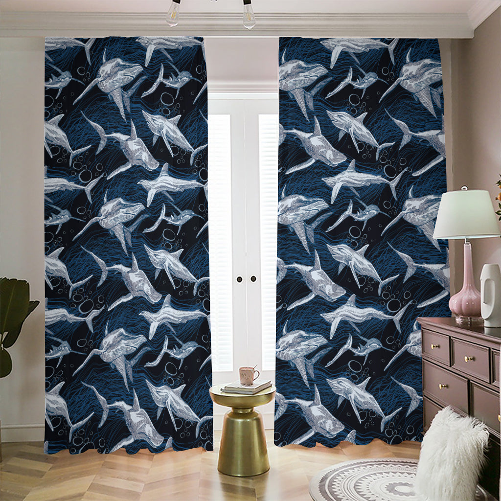 Shark Underwear Pattern Print Blackout Pencil Pleat Curtains