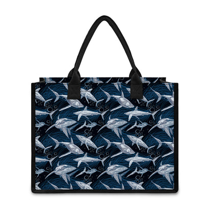 Shark Underwear Pattern Print Canvas Tote Bag