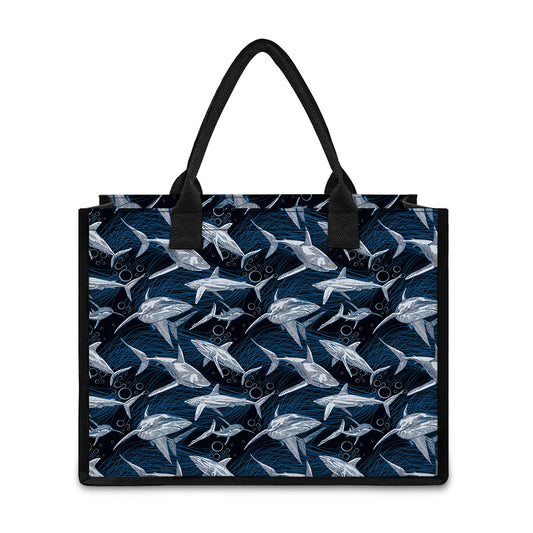 Shark Underwear Pattern Print Canvas Tote Bag