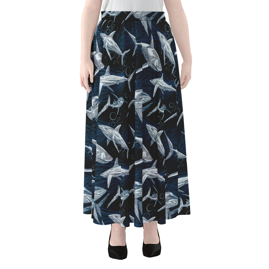 Shark Underwear Pattern Print Chiffon Maxi Skirt