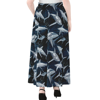 Shark Underwear Pattern Print Chiffon Maxi Skirt