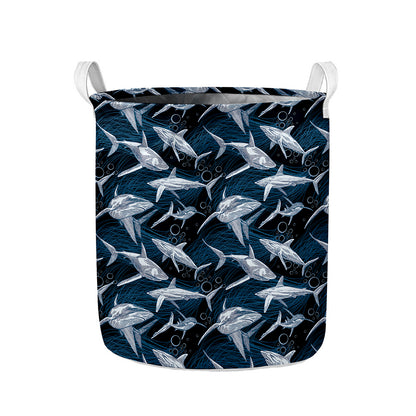 Shark Underwear Pattern Print Collapsible Laundry Basket