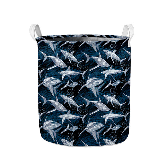 Shark Underwear Pattern Print Collapsible Laundry Basket