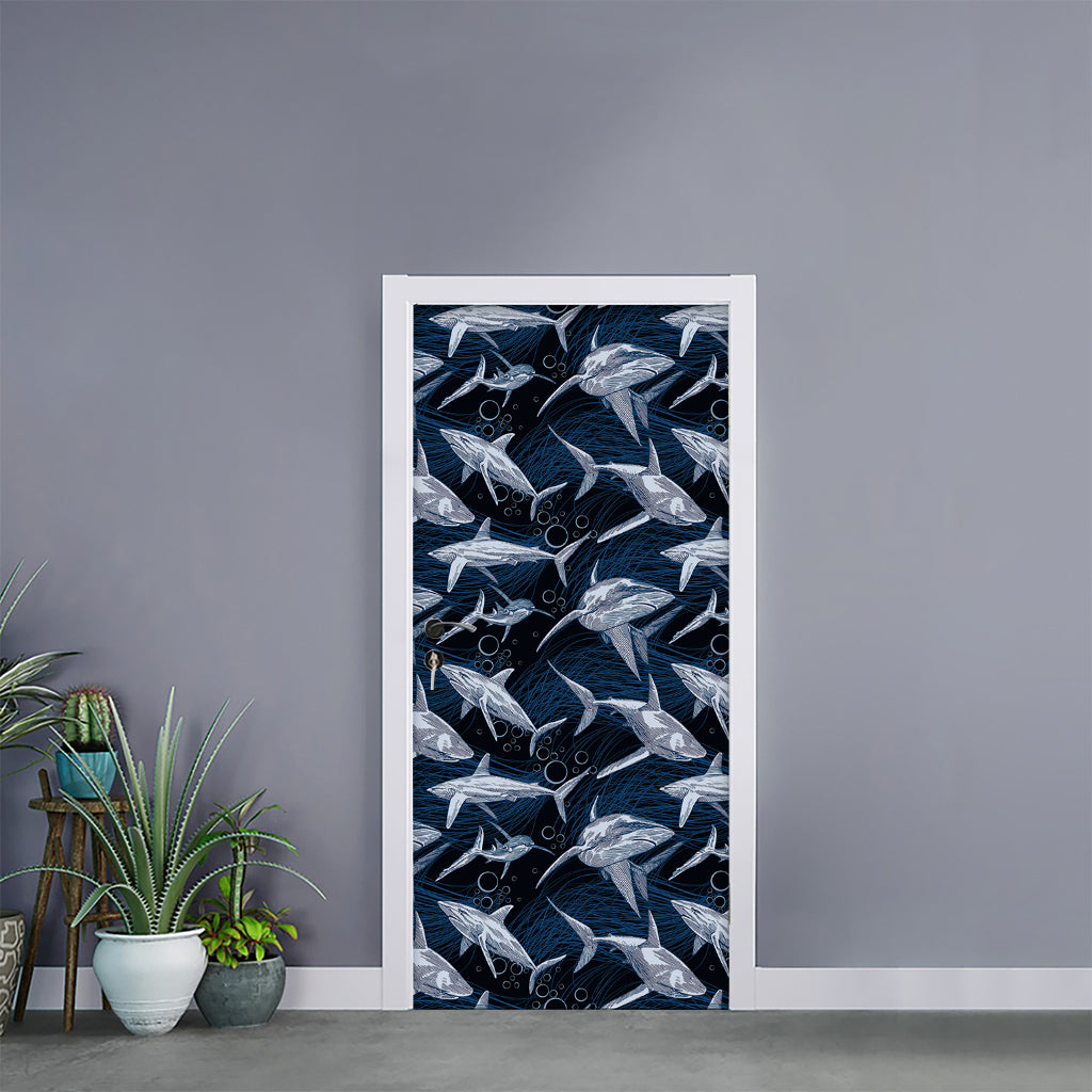 Shark Underwear Pattern Print Door Sticker