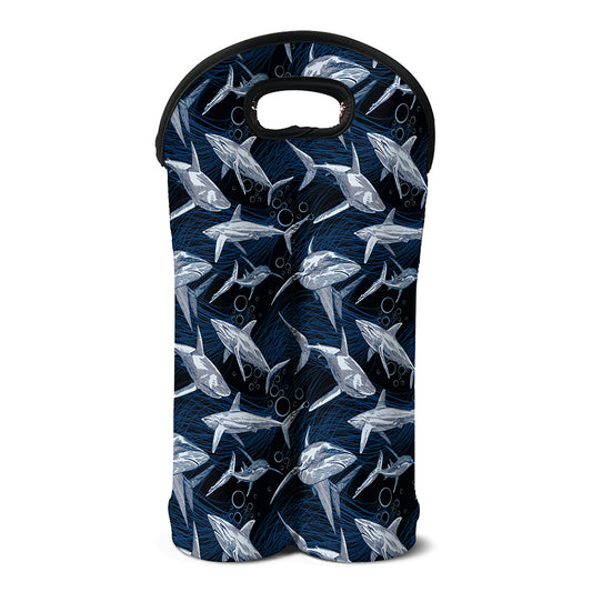 Shark Underwear Pattern Print Double Neoprene Wine Tote