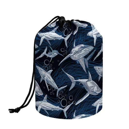 Shark Underwear Pattern Print Drawstring Makeup Bag