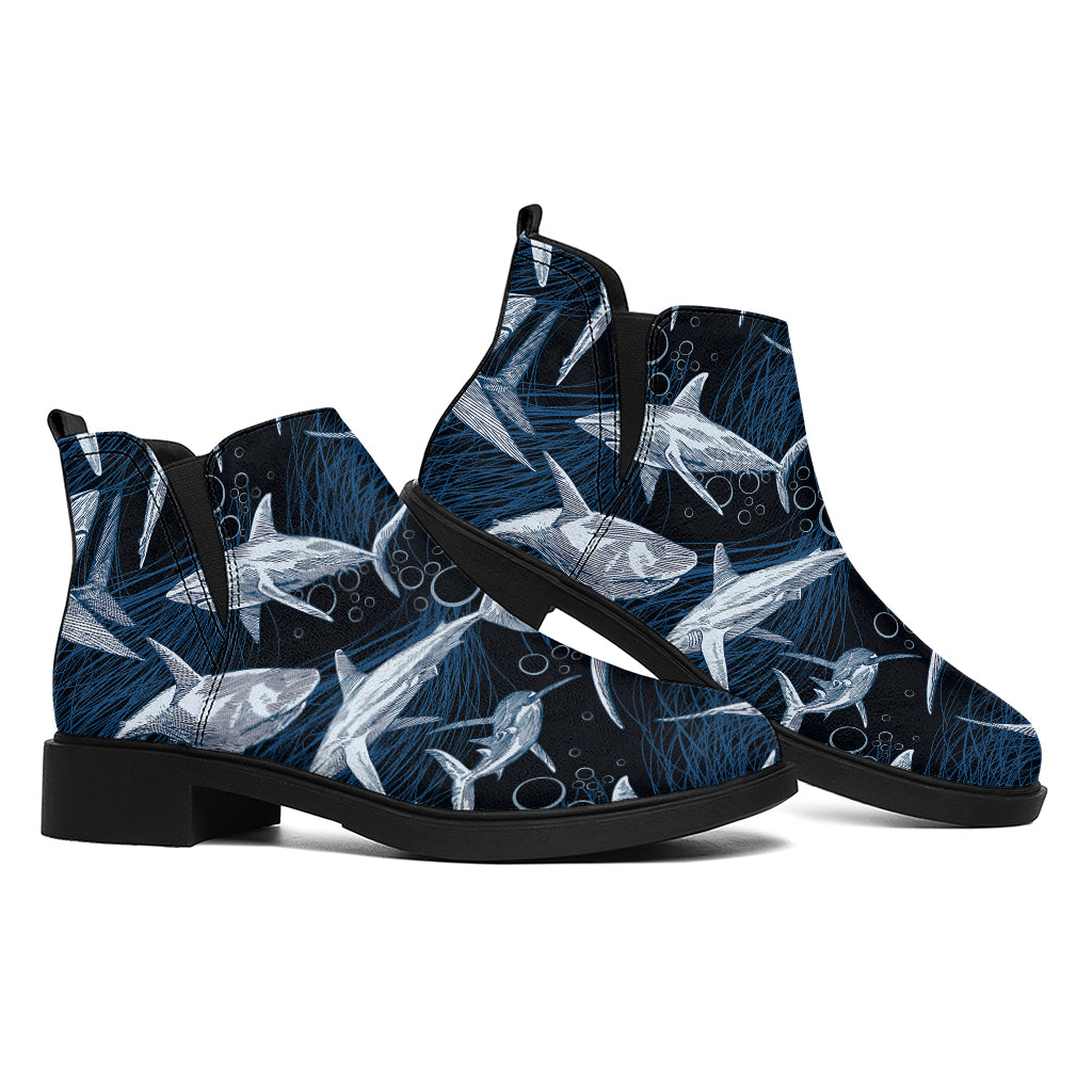 Shark Underwear Pattern Print Flat Ankle Boots