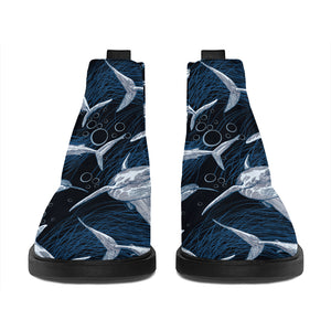 Shark Underwear Pattern Print Flat Ankle Boots