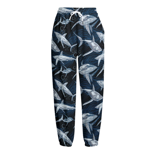 Shark Underwear Pattern Print Fleece Lined Knit Pants