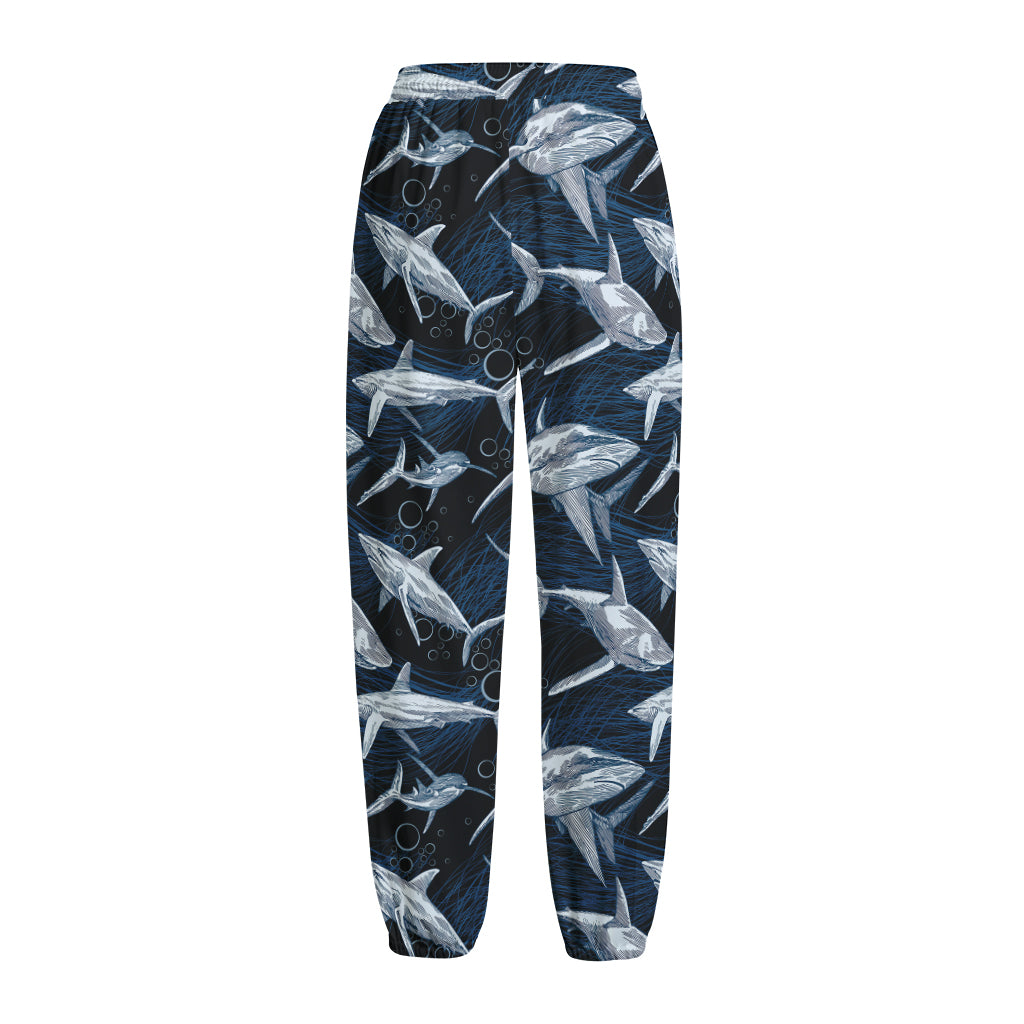 Shark Underwear Pattern Print Fleece Lined Knit Pants