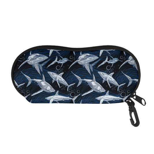 Shark Underwear Pattern Print Glasses Case