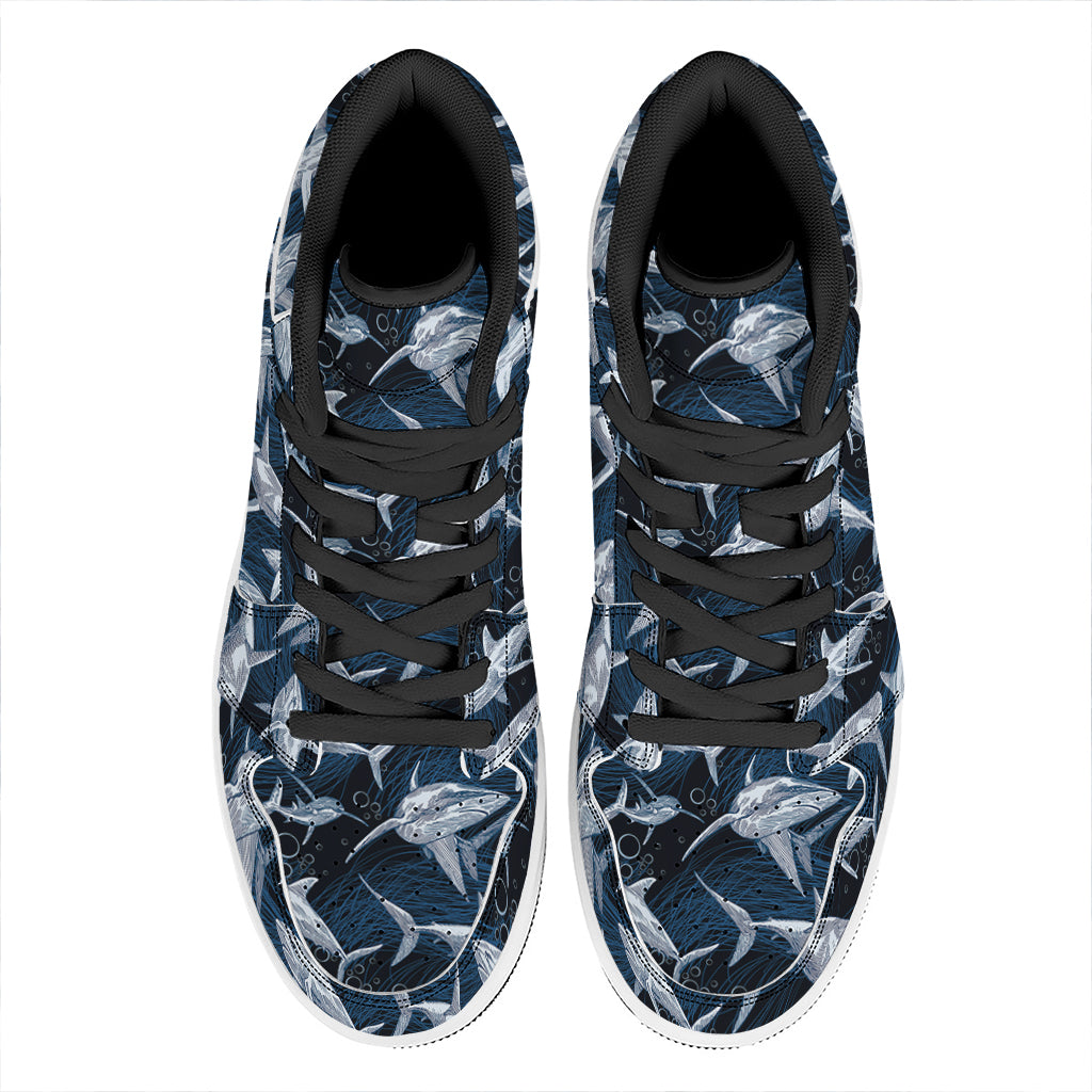 Shark Underwear Pattern Print High Top Leather Sneakers