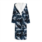 Shark Underwear Pattern Print Hooded Bathrobe
