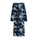 Shark Underwear Pattern Print Hooded Bathrobe