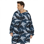 Shark Underwear Pattern Print Hoodie Blanket