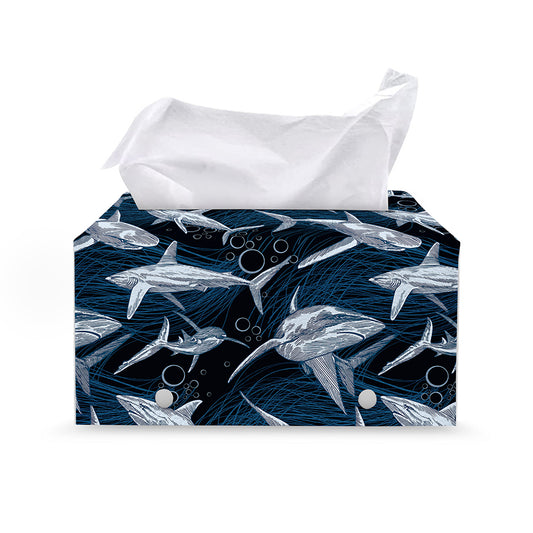 Shark Underwear Pattern Print Leather Tissue Box Cover