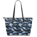 Shark Underwear Pattern Print Leather Tote Bag With Zipper