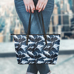 Shark Underwear Pattern Print Leather Tote Bag