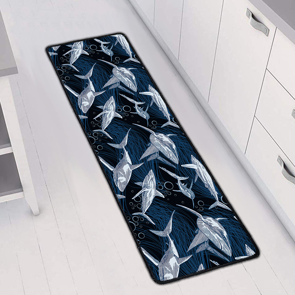 Shark Underwear Pattern Print Long Kitchen Mat
