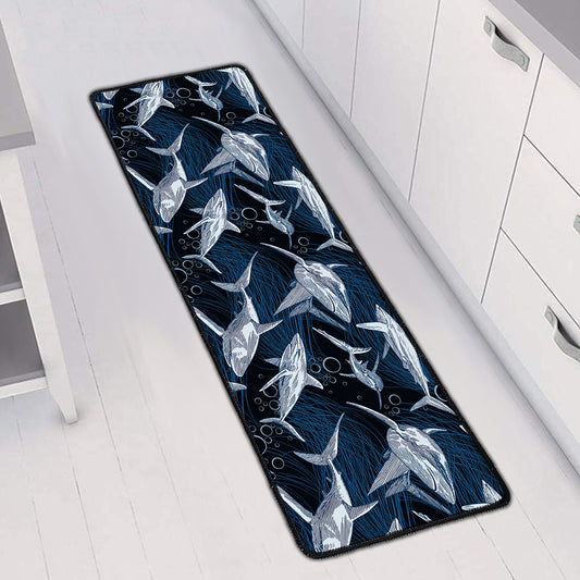 Shark Underwear Pattern Print Long Kitchen Mat