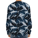 Shark Underwear Pattern Print Long Sleeve Baseball Jersey