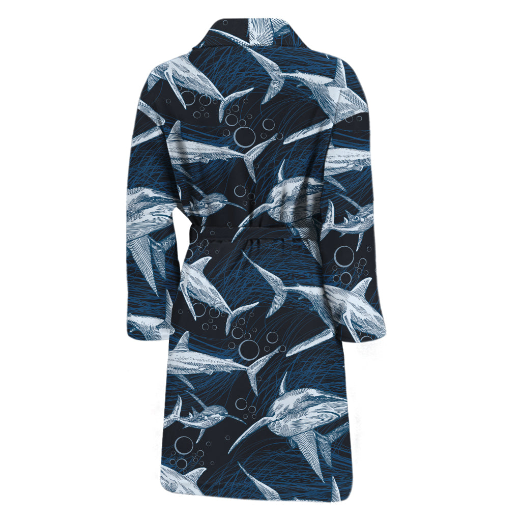 Shark Underwear Pattern Print Men's Bathrobe