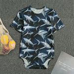 Shark Underwear Pattern Print Men's Bodysuit