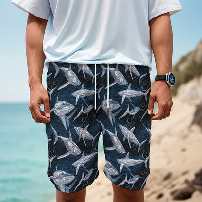 Shark Underwear Pattern Print Men's Cargo Shorts