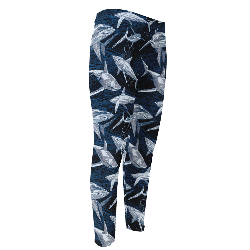 Shark Underwear Pattern Print Men's Compression Pants