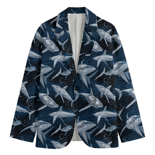 Shark Underwear Pattern Print Men's Cotton Blazer