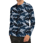 Shark Underwear Pattern Print Men's Long Sleeve Rash Guard