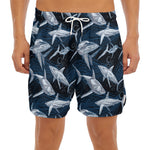Shark Underwear Pattern Print Men's Split Running Shorts