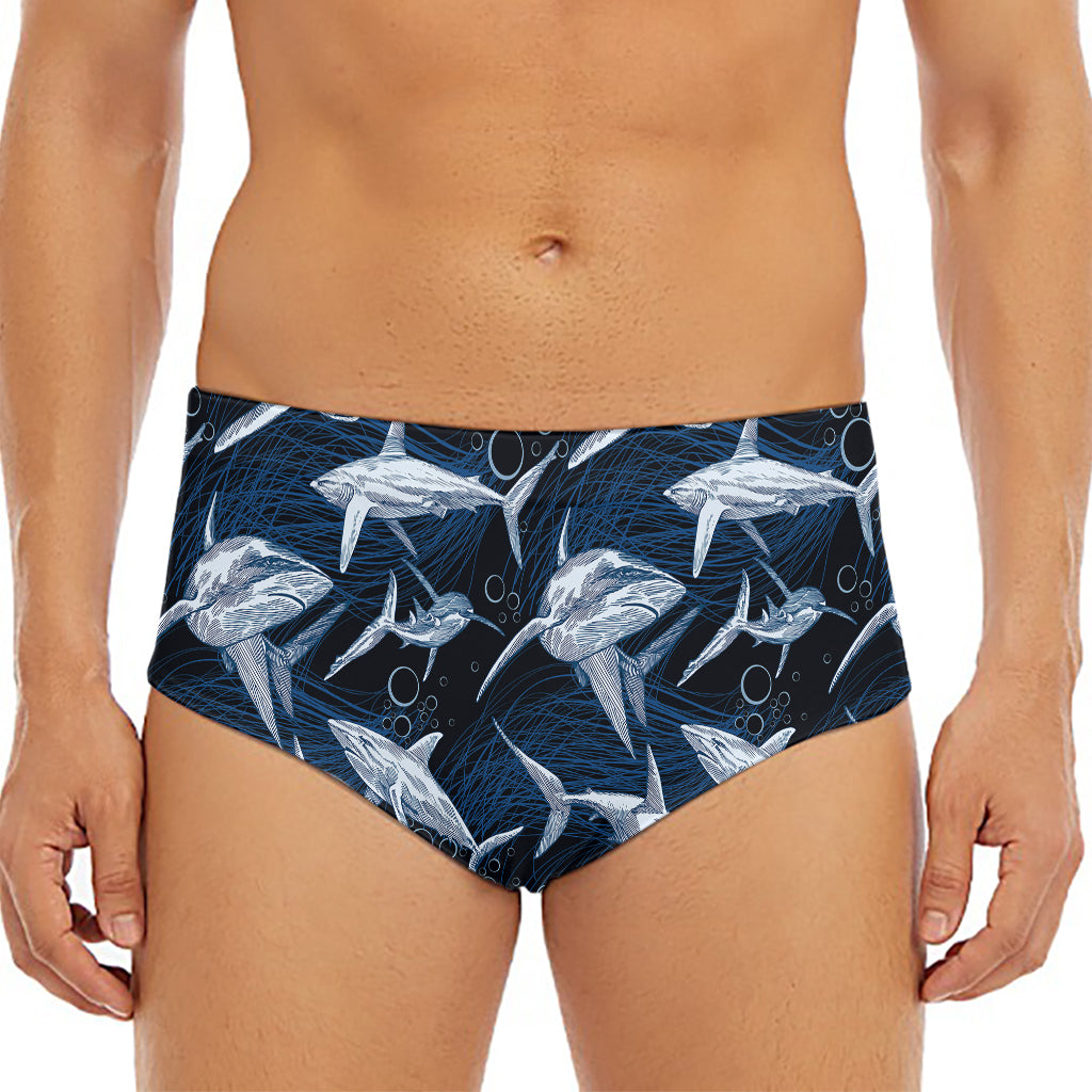 Shark Underwear Pattern Print Men's Triangle Swim Briefs