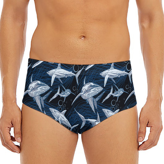 Shark Underwear Pattern Print Men's Triangle Swim Briefs
