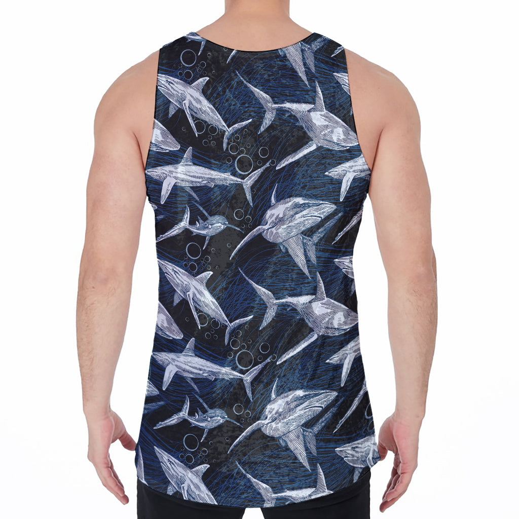 Shark Underwear Pattern Print Men's Velvet Tank Top
