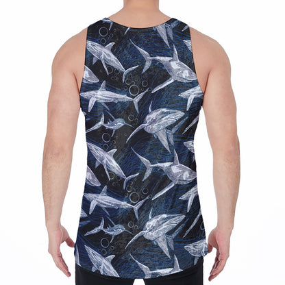Shark Underwear Pattern Print Men's Velvet Tank Top